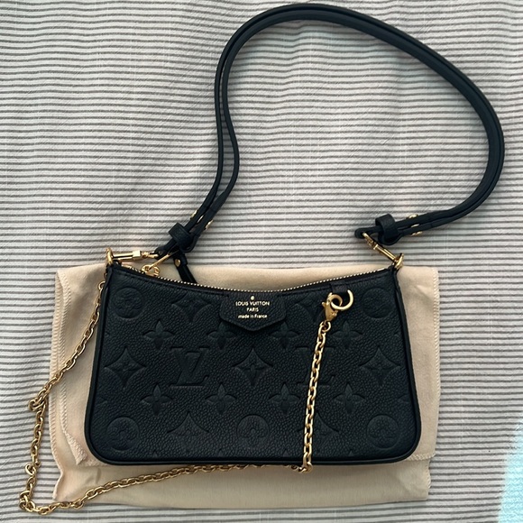 Louis Vuitton Easy Pouch On Strap - Black Monogram Empreinte Leather - Picture 1 of 11